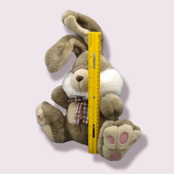 Vintage Dan Dee Brown Bunny Rabbit 11" Stuffed Plush Easter Floppy Ears Pink Paw - Picture 8 of 9